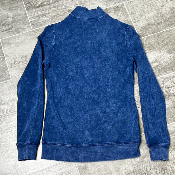 AVANI Womens Distressed Blue Front Zippered Sweat Jacket - Picture 2 of 8